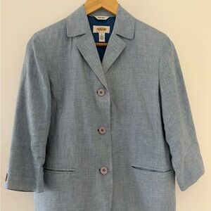 Vintage Talbots Petites Blue Linen Women's Blazer
